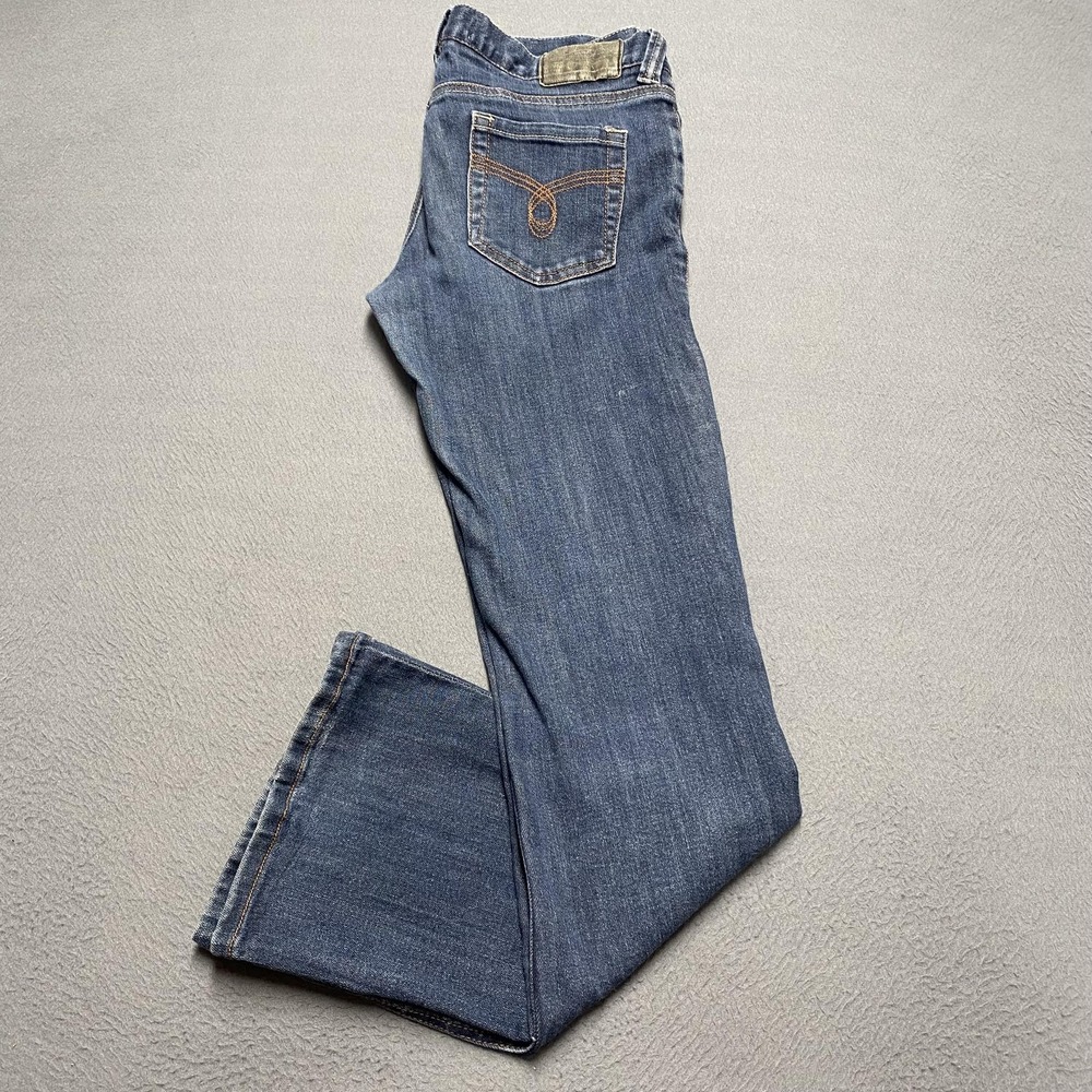 VTG Roxy Jeans Womens 7 Blue‎ Sunset Beach Flare Fit Stretch Denim Mid Wash Y2K